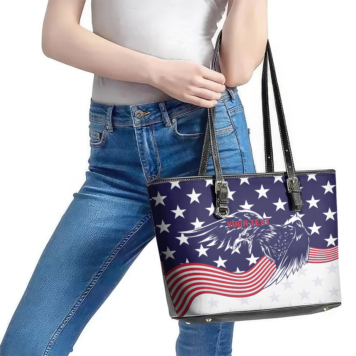 United States Cricket World Cup 2024 Leather Tote Bag USA Badge Eagle Make Champions LT9