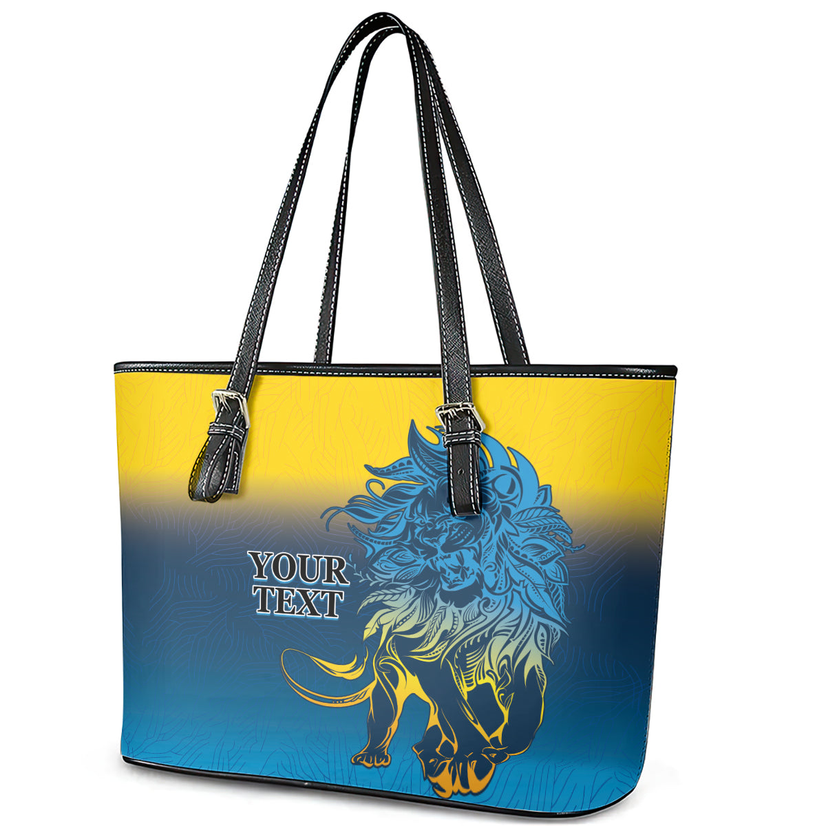 Sri Lanka Leather Tote Bag With Lions Version LT9