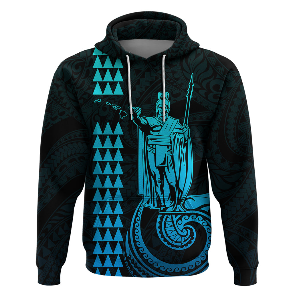 Custom Hawaii Hoodie King Kamehameha - Aqua LT9