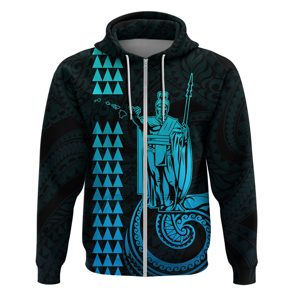 Custom Hawaii Hoodie King Kamehameha - Aqua LT9