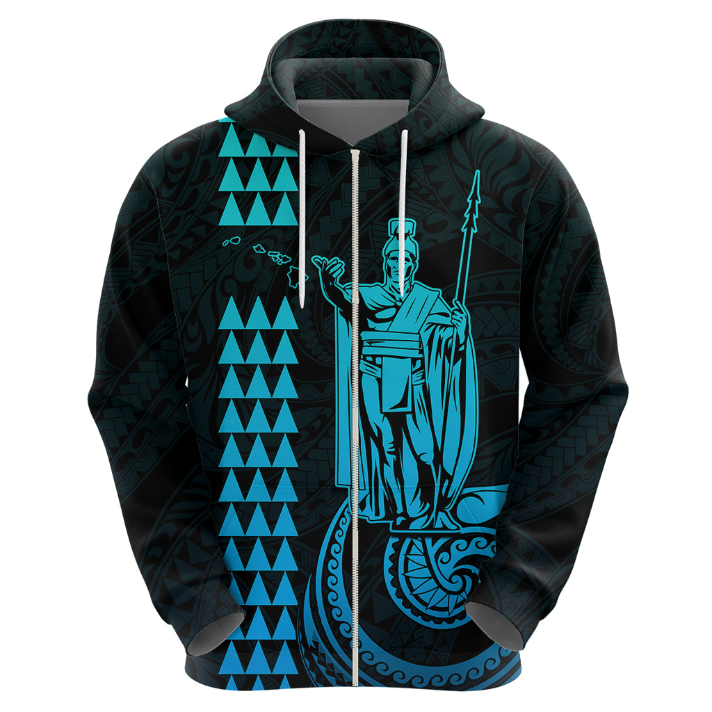 Custom Hawaii Hoodie King Kamehameha - Aqua LT9