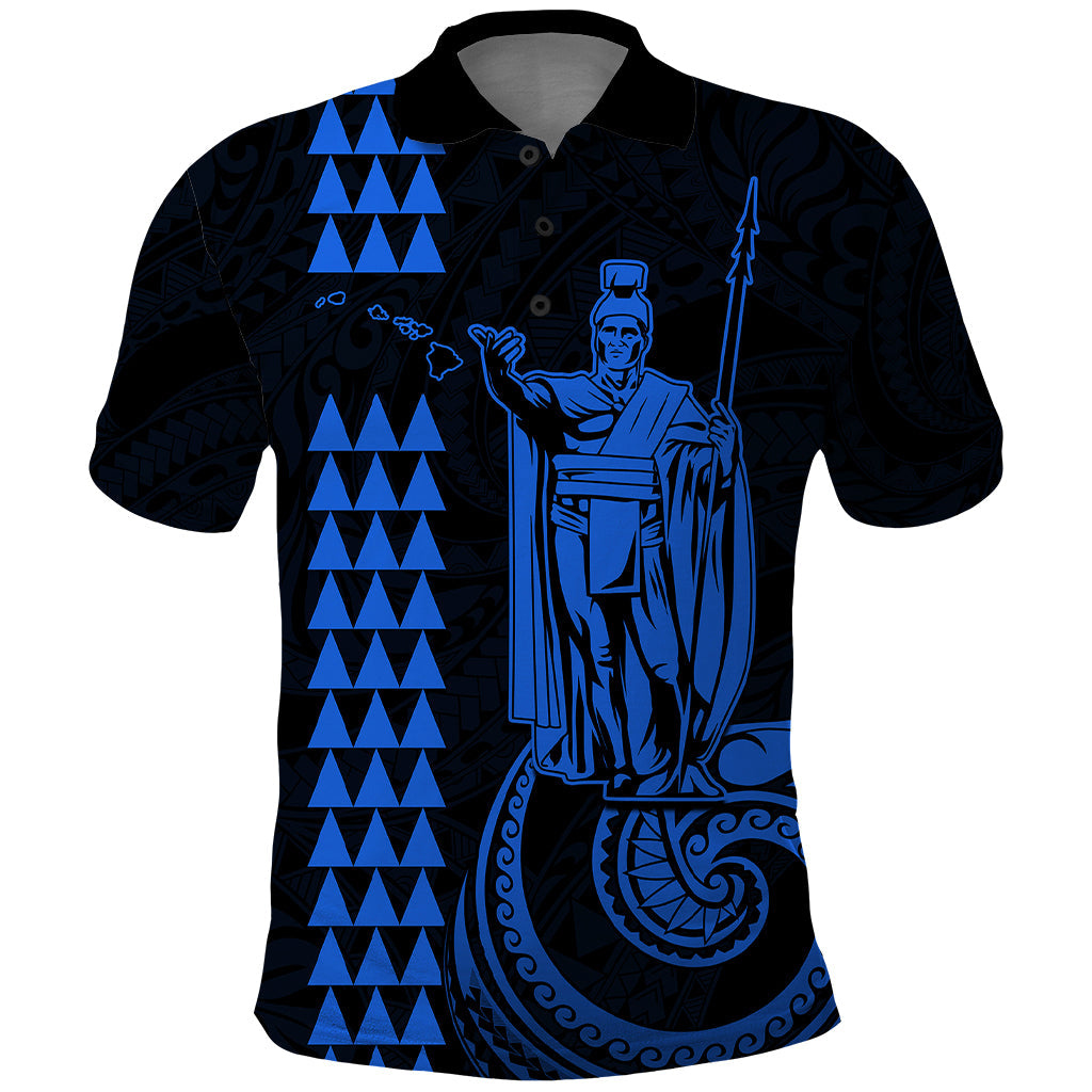 Custom Hawaii Polo Shirt King Kamehameha - Blue LT9