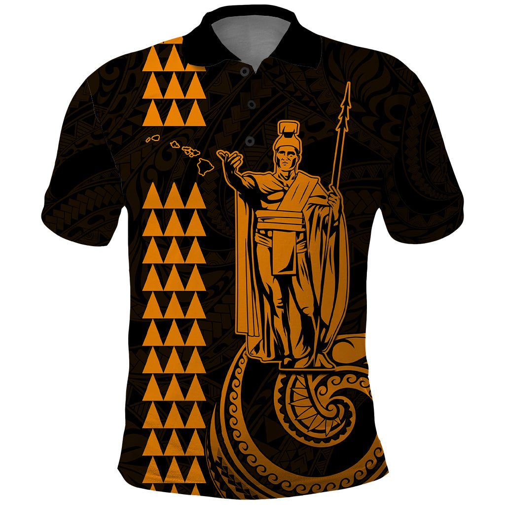 Custom Hawaii Polo Shirt King Kamehameha - Gold LT9