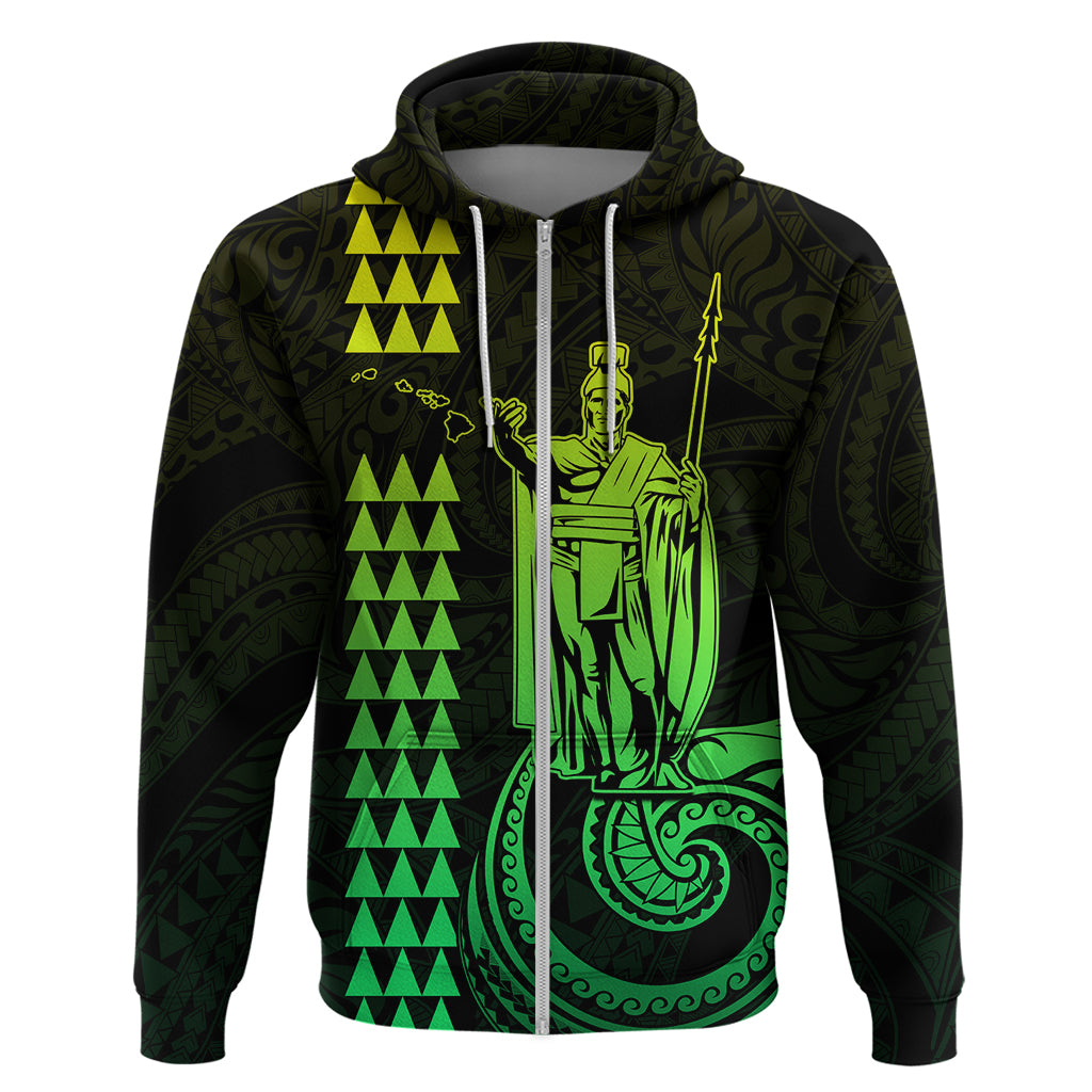 Custom Hawaii Hoodie King Kamehameha - Lime LT9