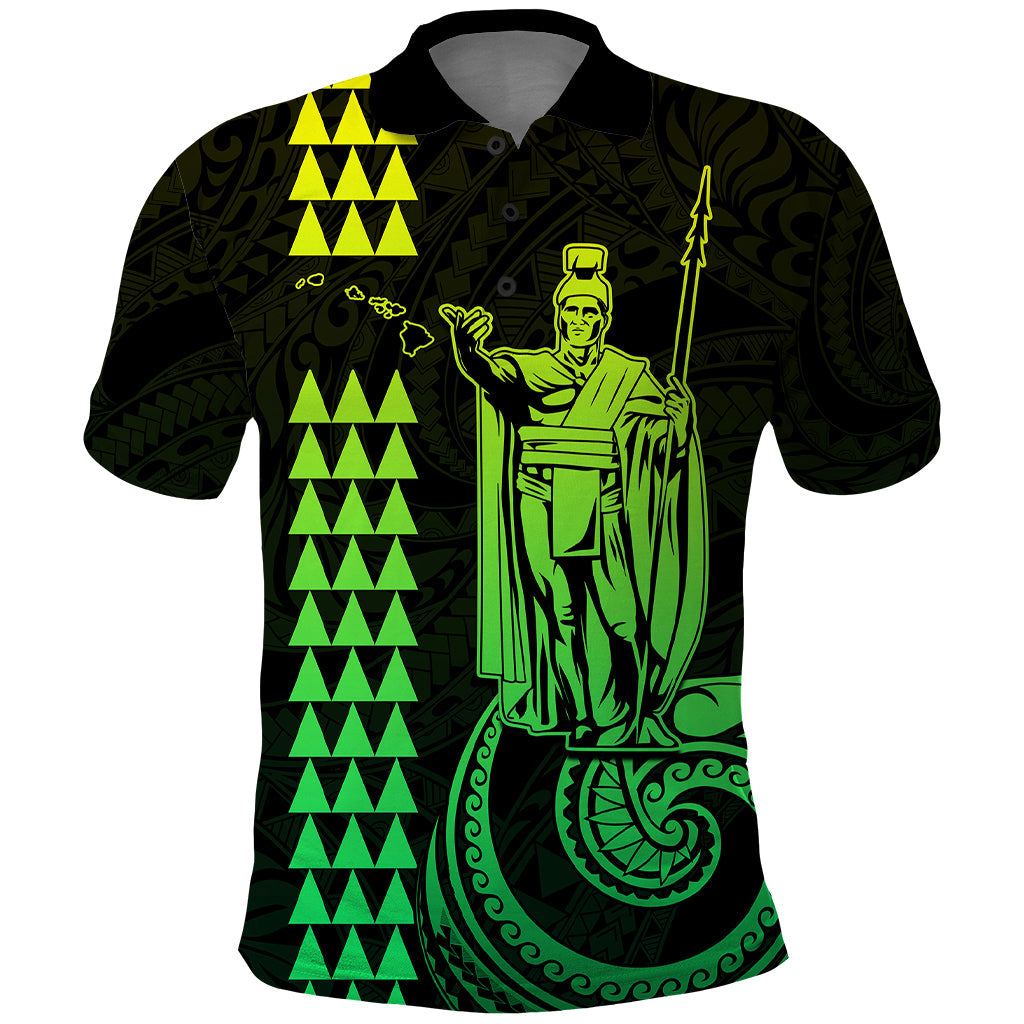 Custom Hawaii Polo Shirt King Kamehameha - Lime LT9