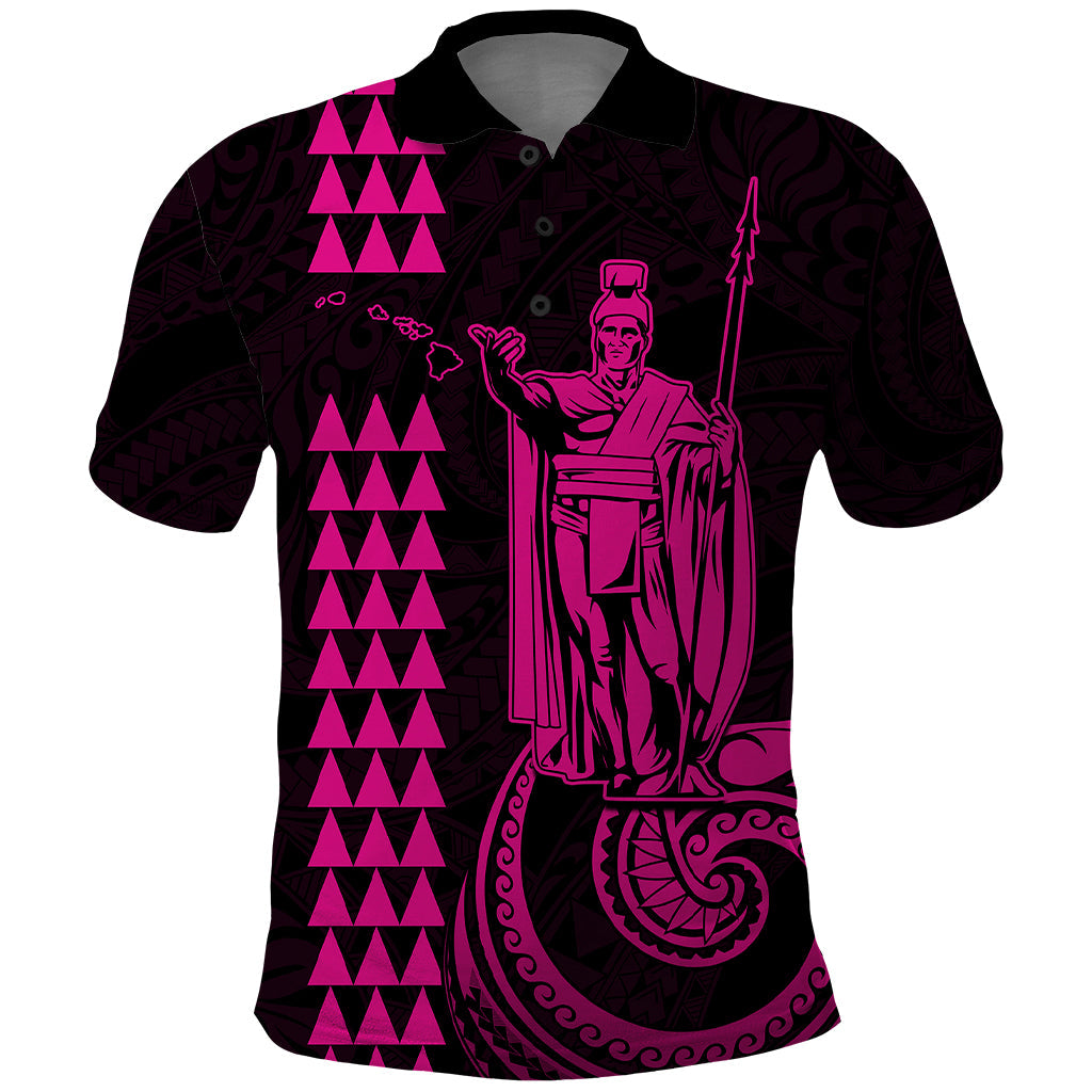 Custom Hawaii Polo Shirt King Kamehameha - Pink LT9