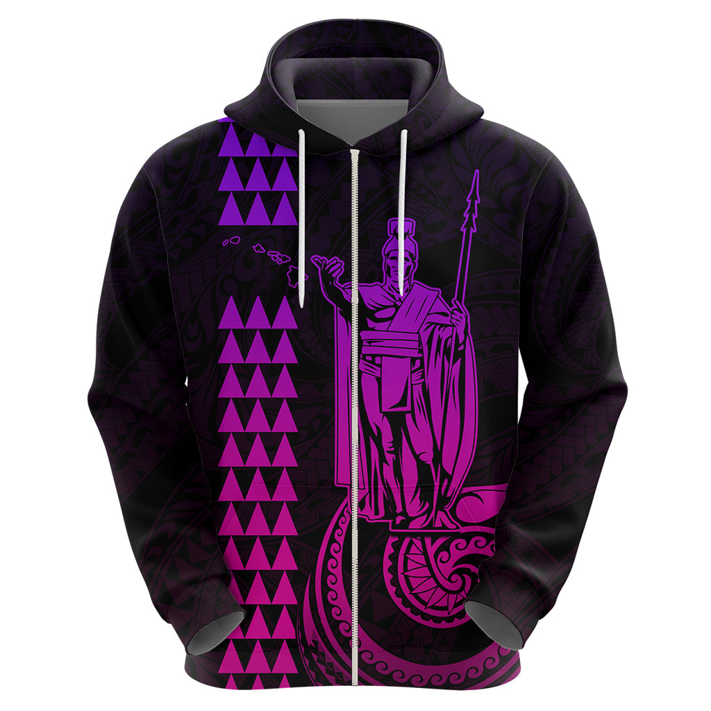 Custom Hawaii Hoodie King Kamehameha - Pink Gradient LT9