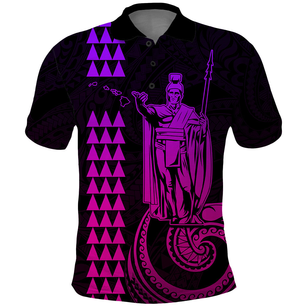 Custom Hawaii Polo Shirt King Kamehameha - Pink Gradient LT9