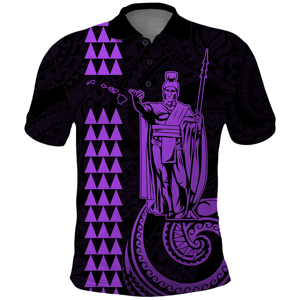 Custom Hawaii Polo Shirt King Kamehameha - Purple LT9