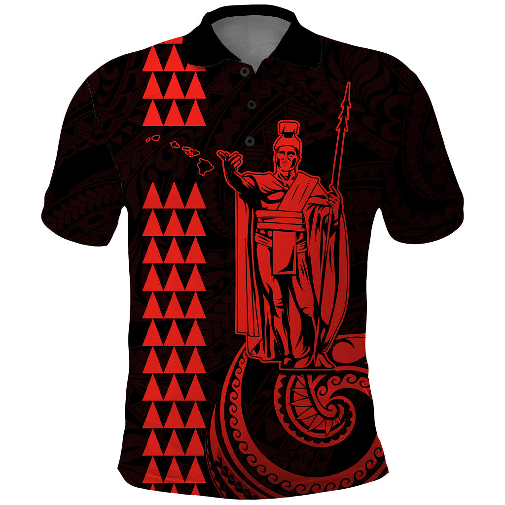 Custom Hawaii Polo Shirt King Kamehameha - Red LT9