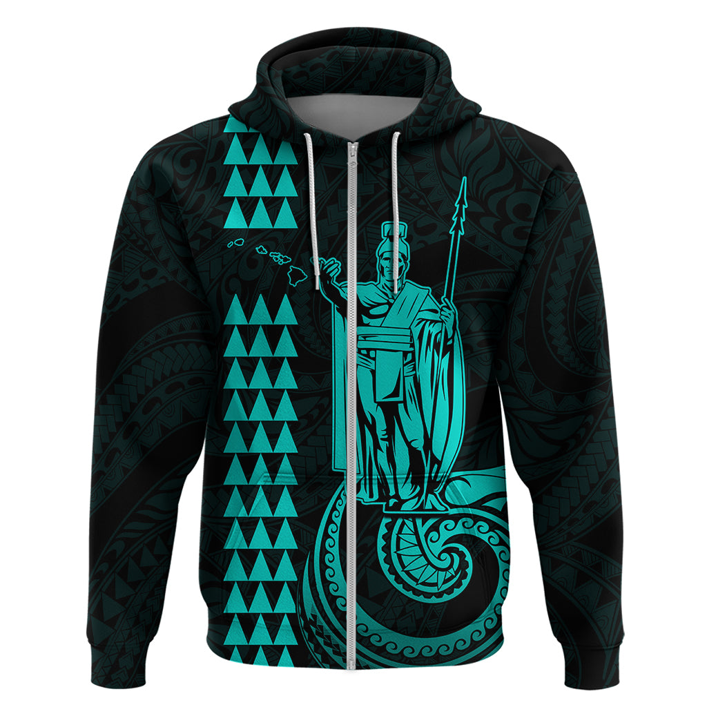 Custom Hawaii Hoodie King Kamehameha - Turquoise LT9