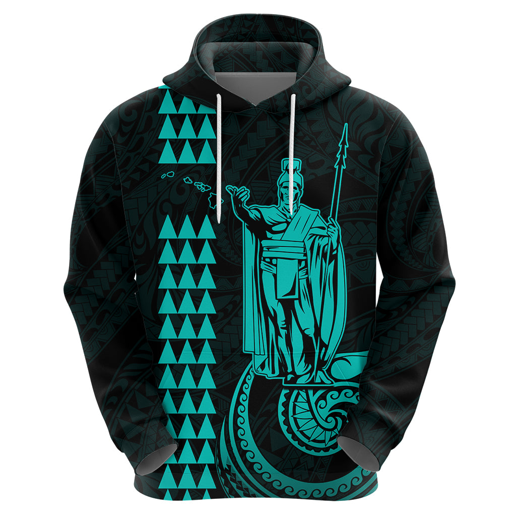 Custom Hawaii Hoodie King Kamehameha - Turquoise LT9