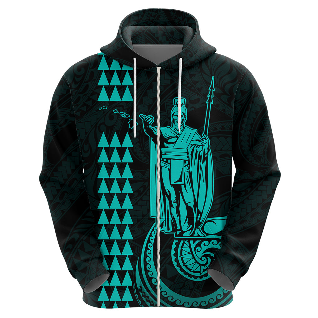 Custom Hawaii Hoodie King Kamehameha - Turquoise LT9