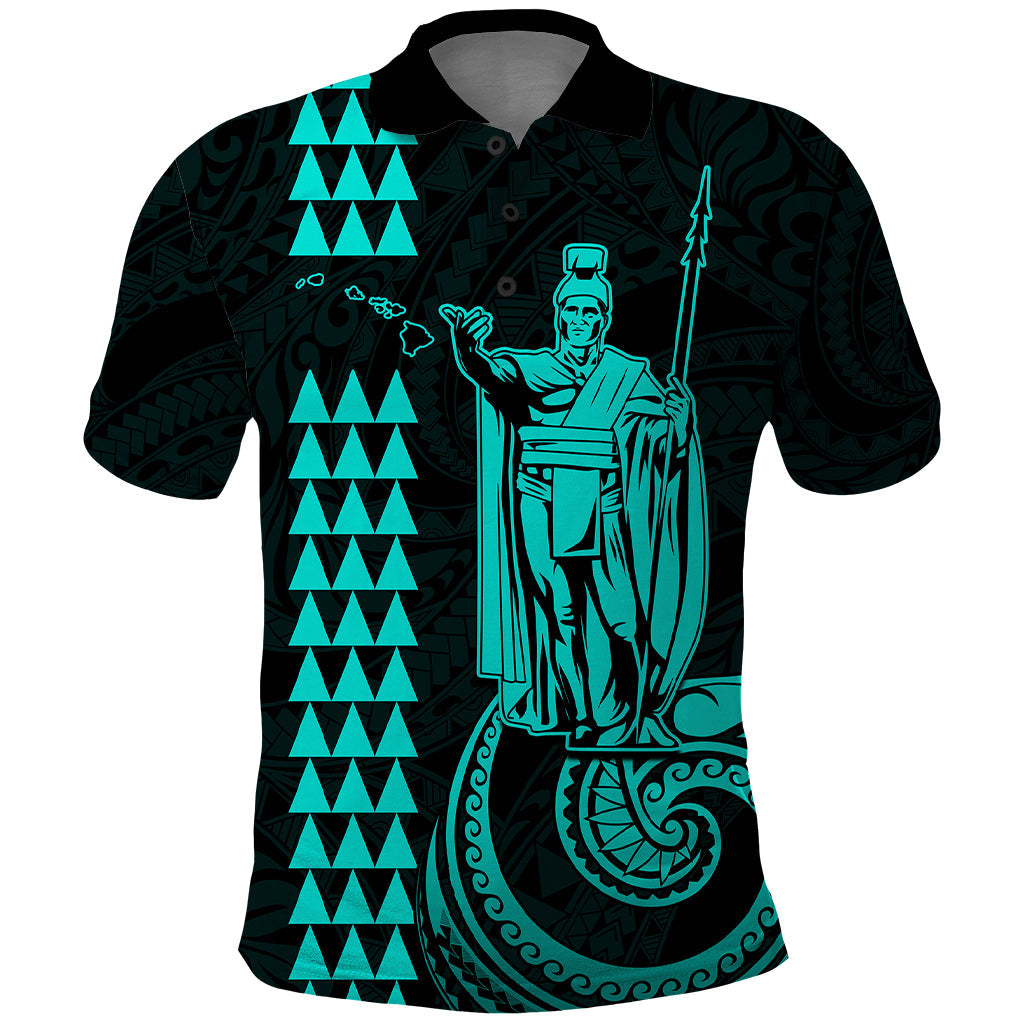 Custom Hawaii Polo Shirt King Kamehameha - Turquoise LT9