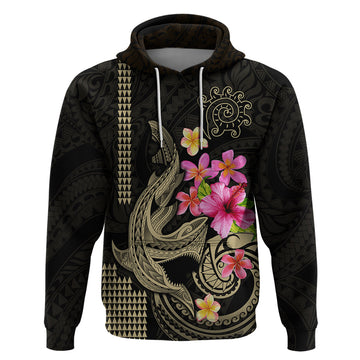 Custom Polynesian Hoodie Hawaiian Warriors with Tribal Shark Tattoos - Nude LT9