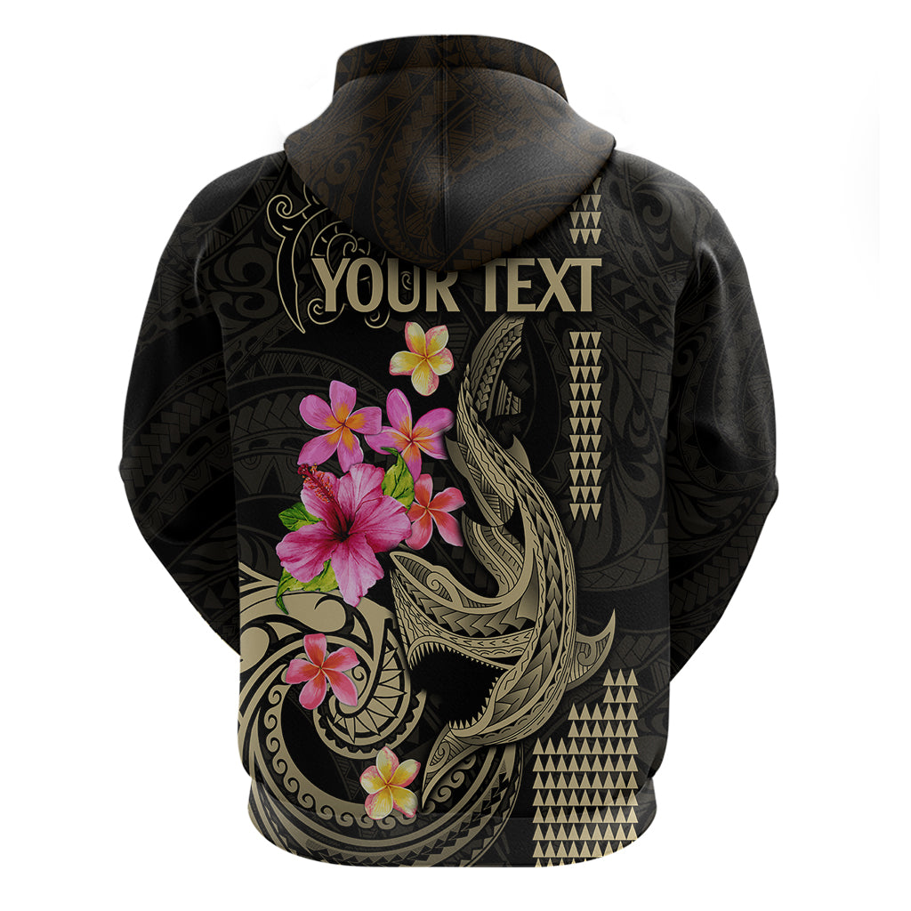 Custom Polynesian Hoodie Hawaiian Warriors with Tribal Shark Tattoos - Nude LT9