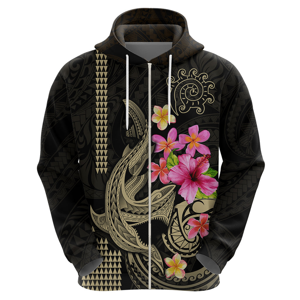 Custom Polynesian Hoodie Hawaiian Warriors with Tribal Shark Tattoos - Nude LT9