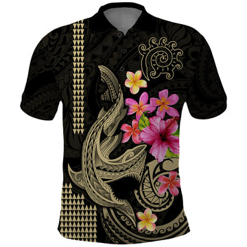Custom Polynesian Polo Shirt Hawaiian Warriors with Tribal Shark Tattoos - Nude LT9