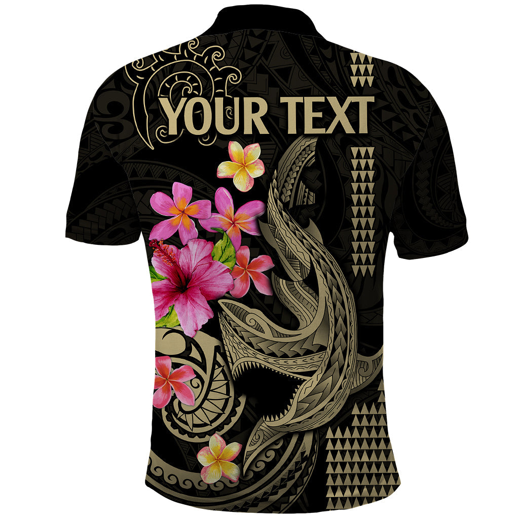 Custom Polynesian Polo Shirt Hawaiian Warriors with Tribal Shark Tattoos - Nude LT9