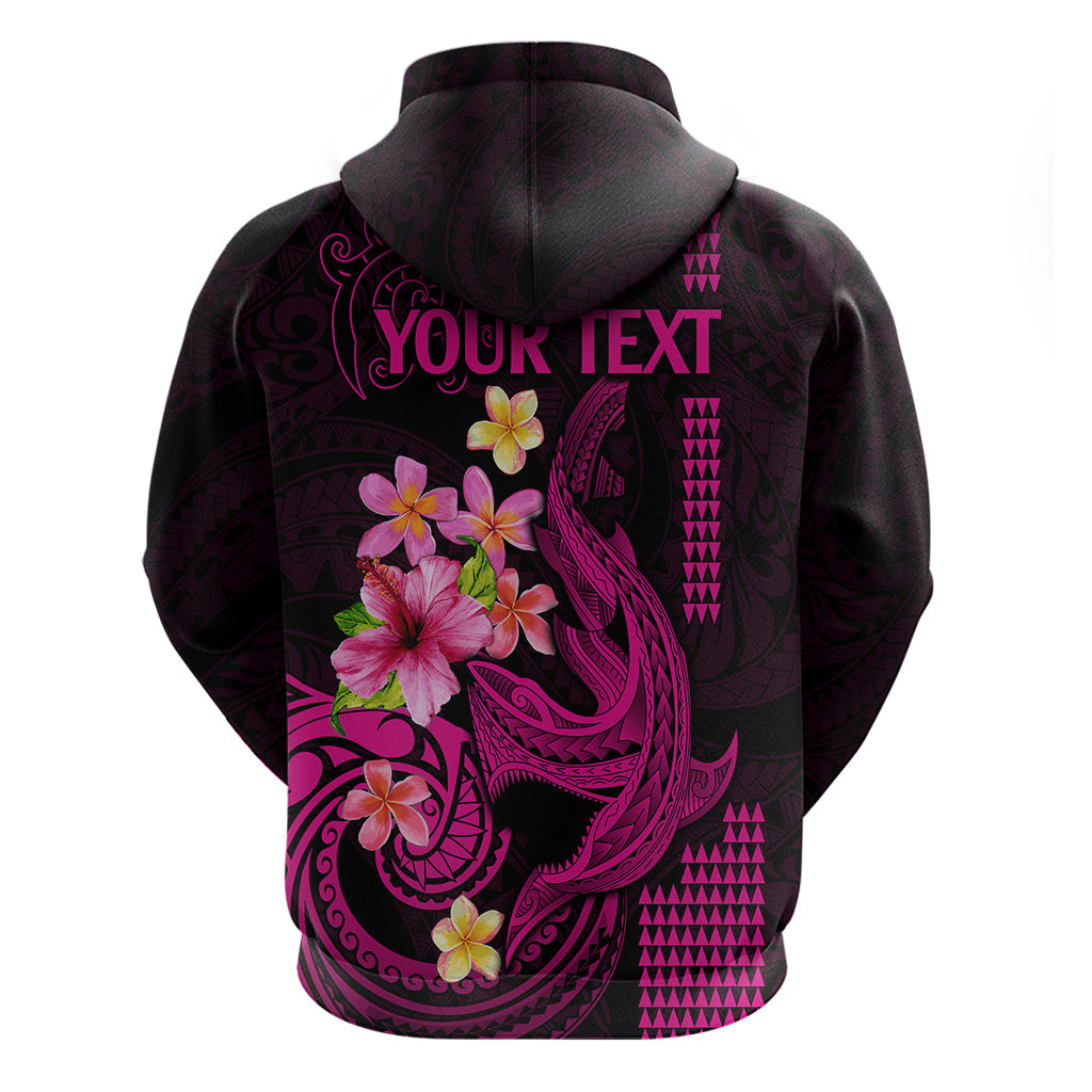 Custom Polynesian Hoodie Hawaiian Warriors with Tribal Shark Tattoos - Pink LT9