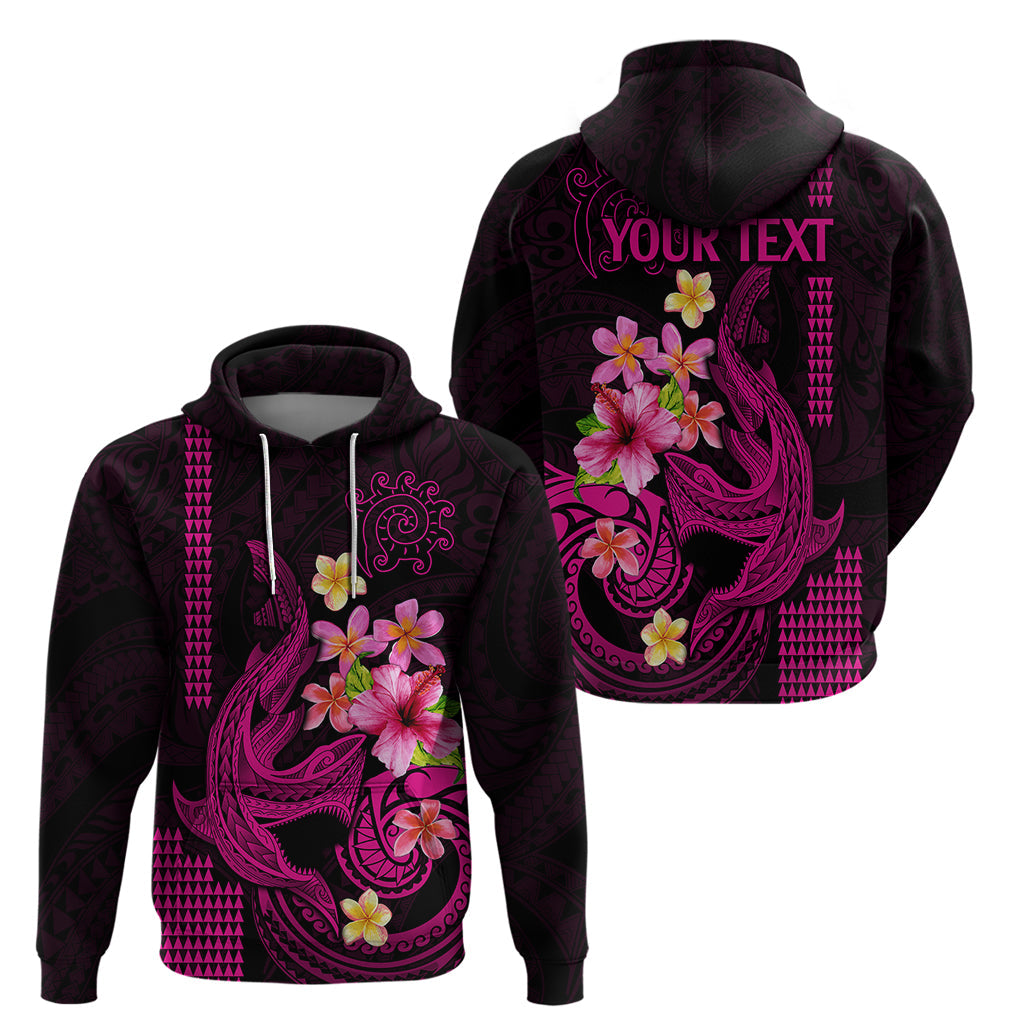 Custom Polynesian Hoodie Hawaiian Warriors with Tribal Shark Tattoos - Pink LT9