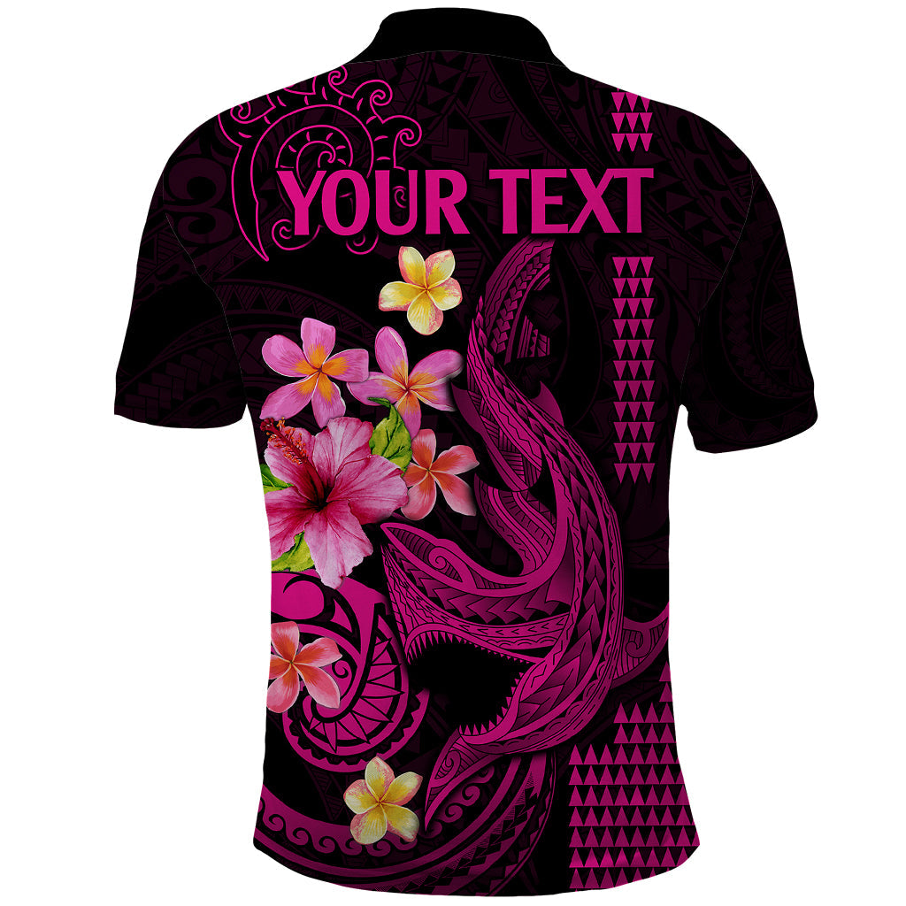 Custom Polynesian Polo Shirt Hawaiian Warriors with Tribal Shark Tattoos - Pink LT9