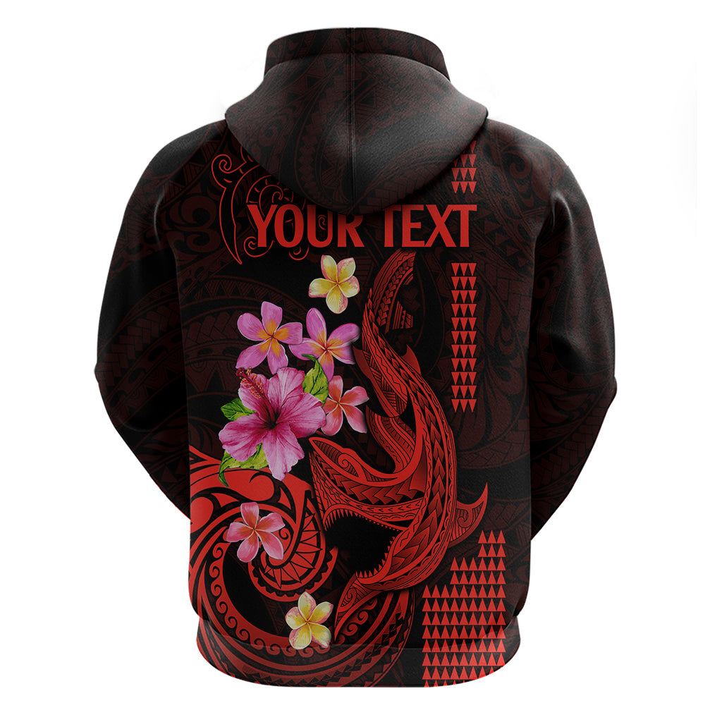 Custom Polynesian Hoodie Hawaiian Warriors with Tribal Shark Tattoos - Red LT9