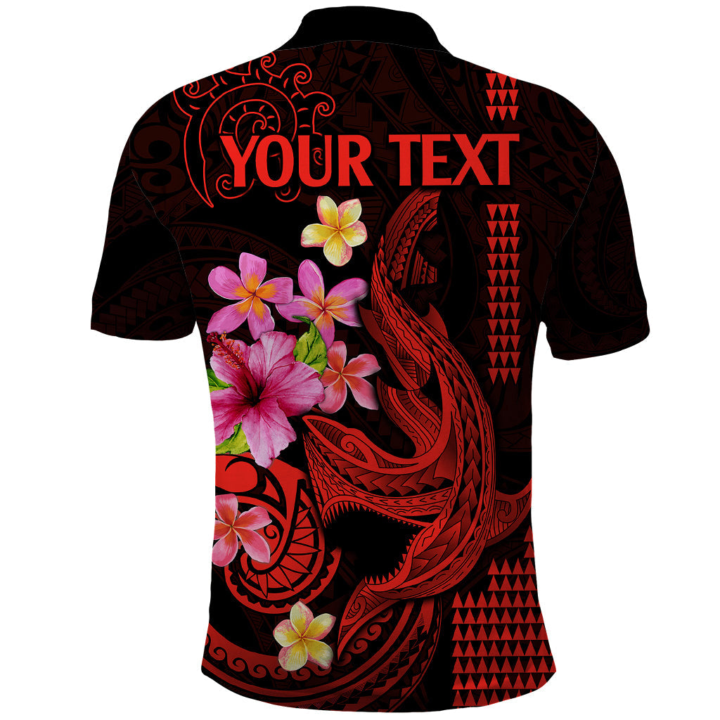 Custom Polynesian Polo Shirt Hawaiian Warriors with Tribal Shark Tattoos - Red LT9