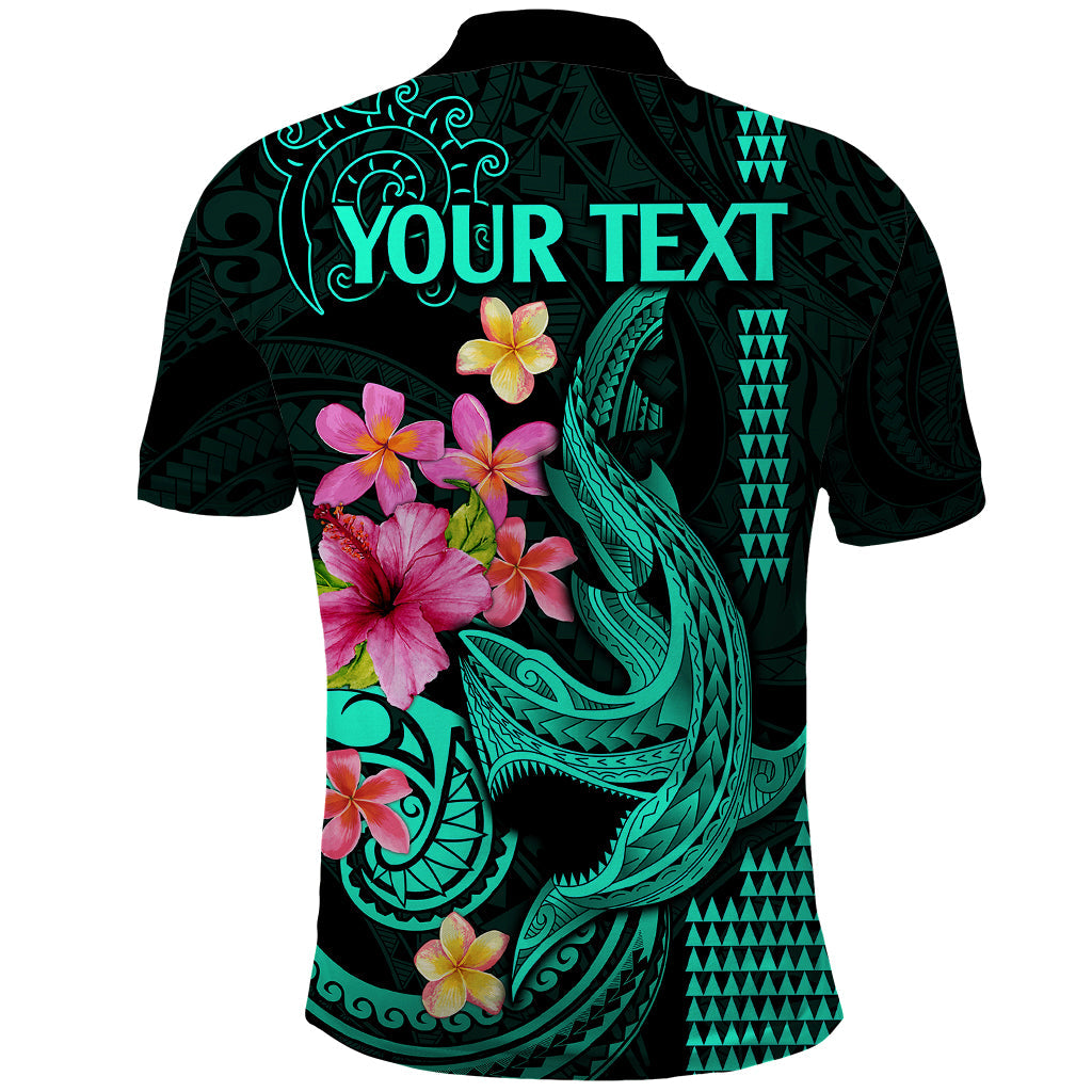 Custom Polynesian Polo Shirt Hawaiian Warriors with Tribal Shark Tattoos - Turquoise LT9