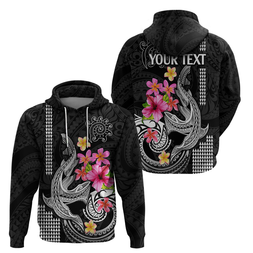 Custom Polynesian Hoodie Hawaiian Warriors with Tribal Shark Tattoos - White LT9