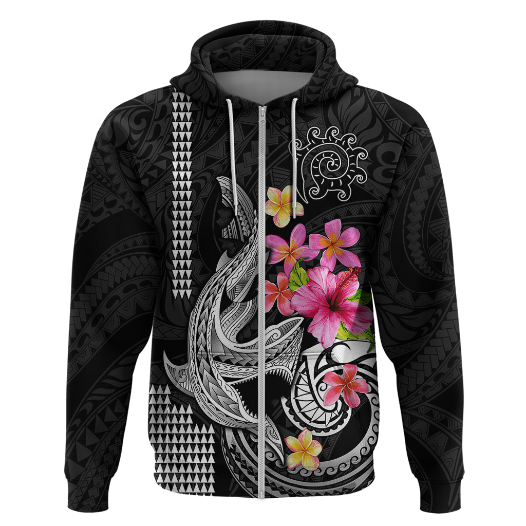 Custom Polynesian Hoodie Hawaiian Warriors with Tribal Shark Tattoos - White LT9