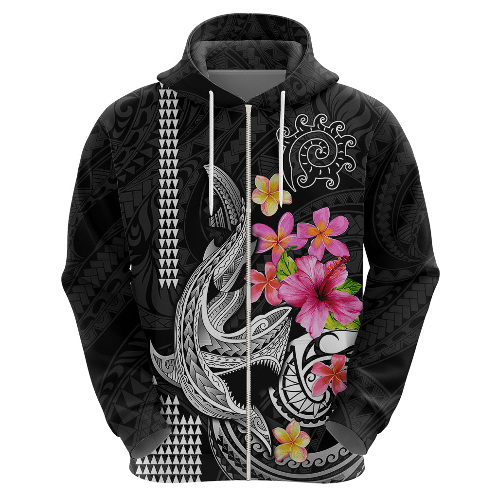 Custom Polynesian Hoodie Hawaiian Warriors with Tribal Shark Tattoos - White LT9