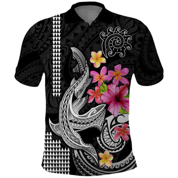 Custom Polynesian Polo Shirt Hawaiian Warriors with Tribal Shark Tattoos - White LT9