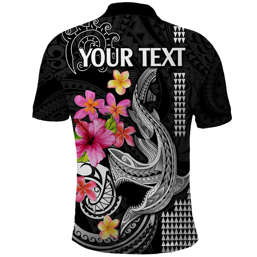 Custom Polynesian Polo Shirt Hawaiian Warriors with Tribal Shark Tattoos - White LT9