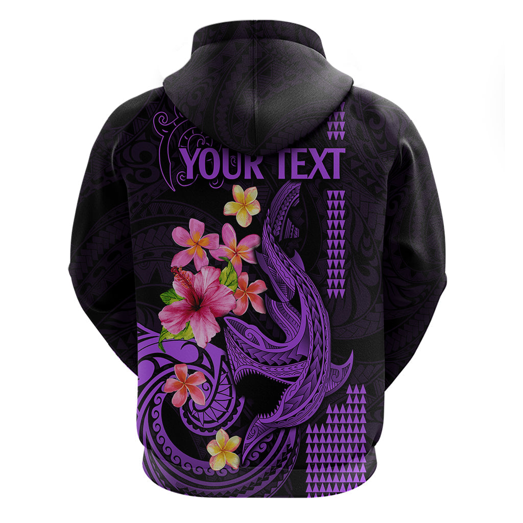 Custom Polynesian Hoodie Hawaiian Warriors with Tribal Shark Tattoos - Purple LT9