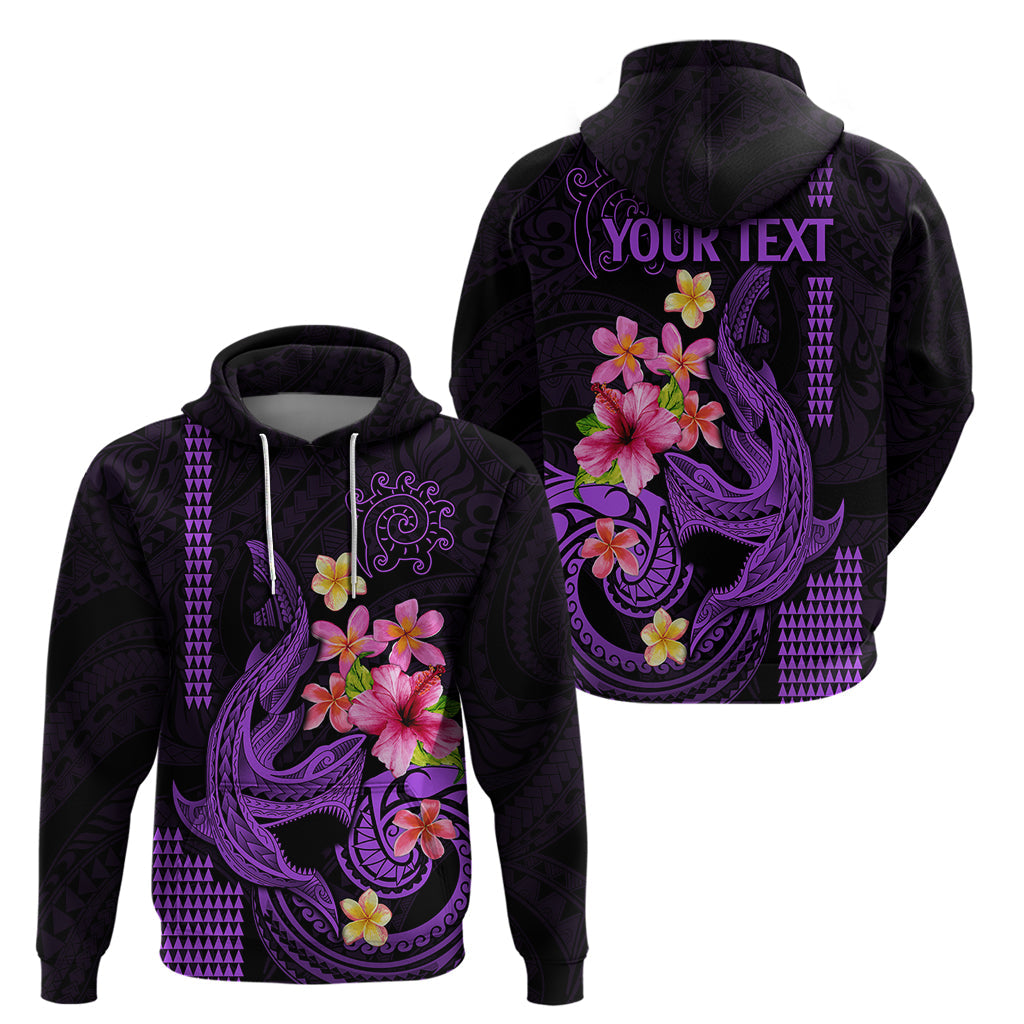 Custom Polynesian Hoodie Hawaiian Warriors with Tribal Shark Tattoos - Purple LT9