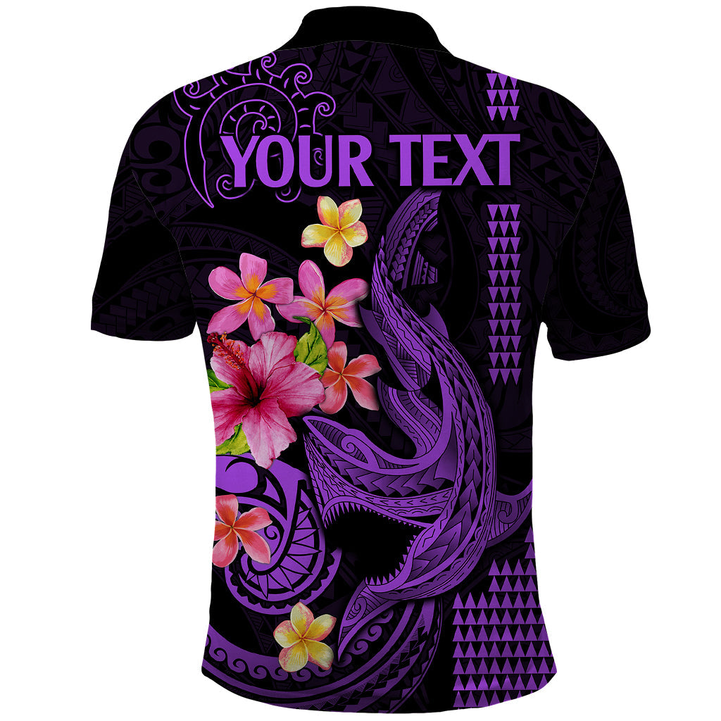 Custom Polynesian Polo Shirt Hawaiian Warriors with Tribal Shark Tattoos - Purple LT9