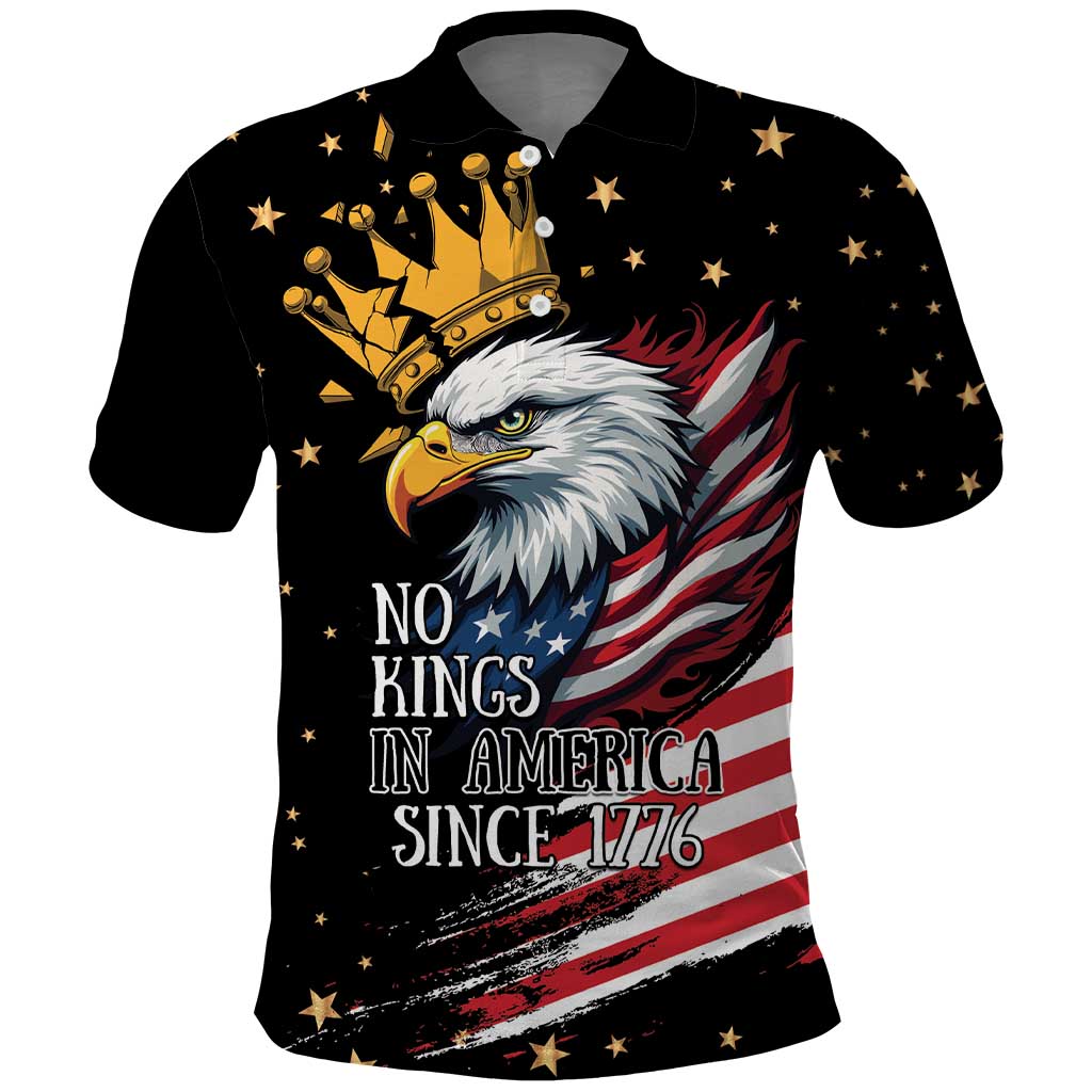 No Kings In America Since 1776 Polo Shirt We The People USA Flag LT9