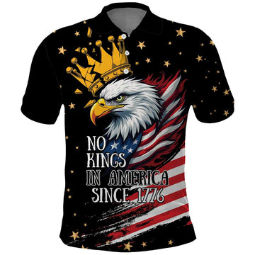 No Kings In America Since 1776 Polo Shirt We The People USA Flag LT9