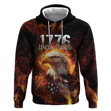 We The People Since 1776 Hoodie USA Flag Flame Eagle LT9