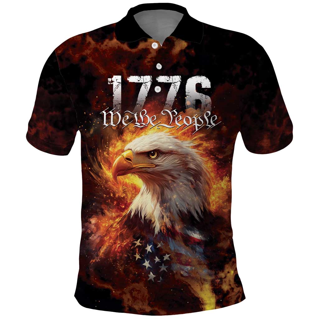 We The People Since 1776 Polo Shirt USA Flag Flame Eagle LT9