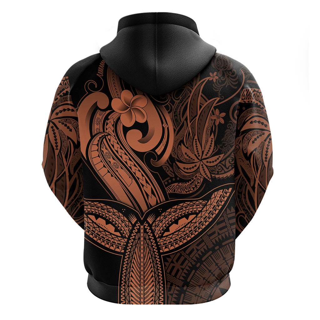 Polynesia Hoodie Whale Tale and Polynesian Sunset Plumeria Gold LT9