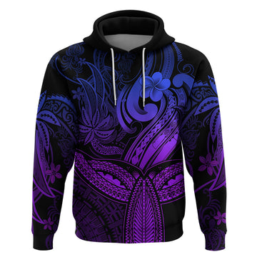 Polynesia Hoodie Whale Tale and Polynesian Sunset Plumeria Purple LT9