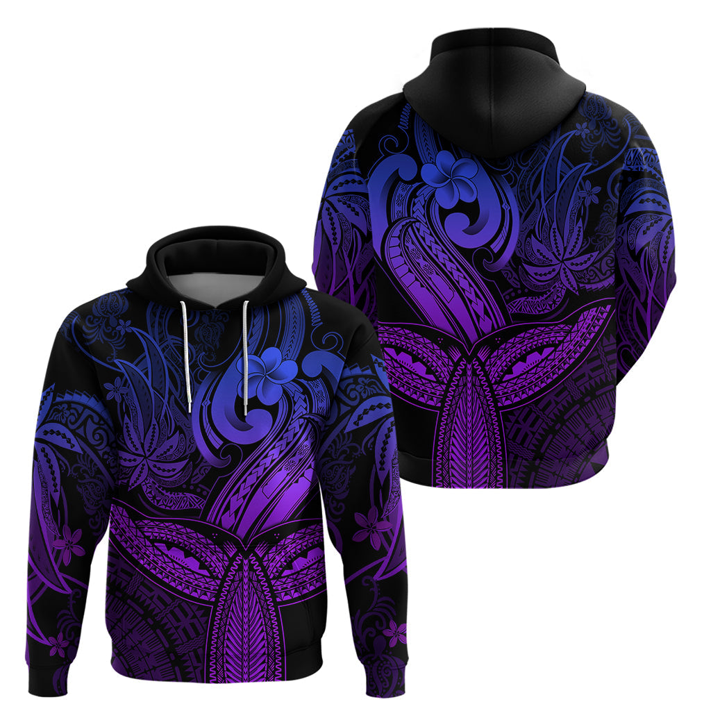 Polynesia Hoodie Whale Tale and Polynesian Sunset Plumeria Purple LT9