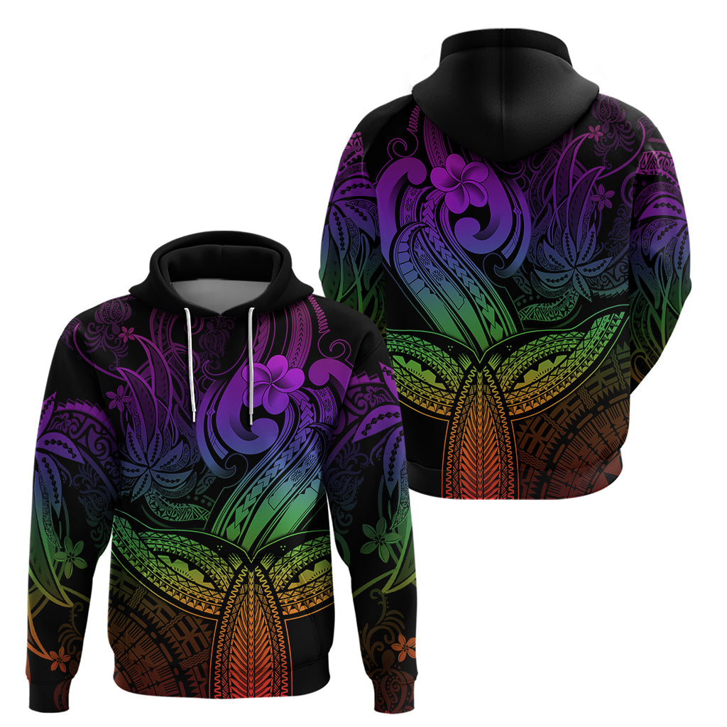 Polynesia Hoodie Whale Tale and Polynesian Sunset Plumeria Rainbow LT9