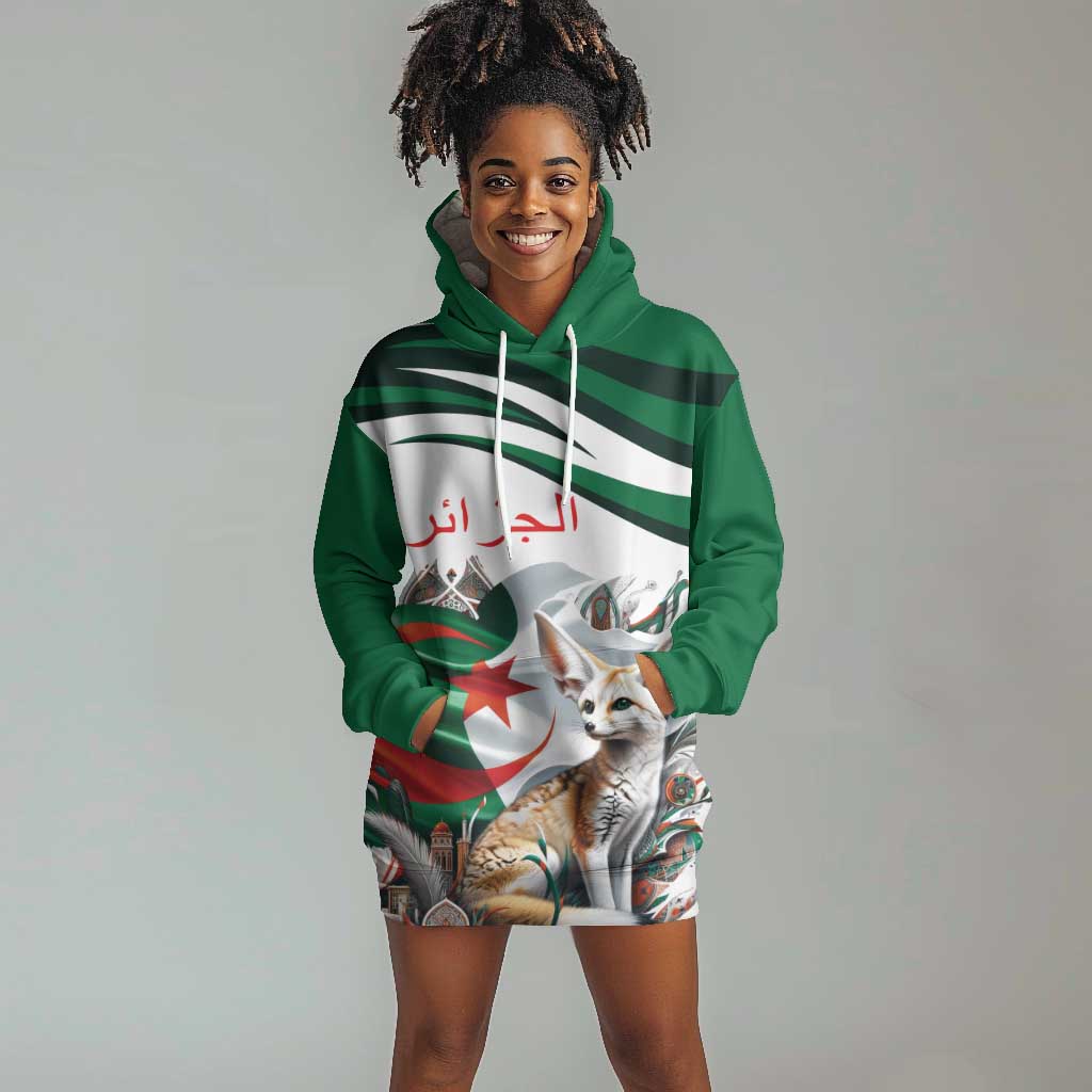 Algeria Fennec Fox Personalized Hoodie Dress with Algerian Culture and Nature LT9