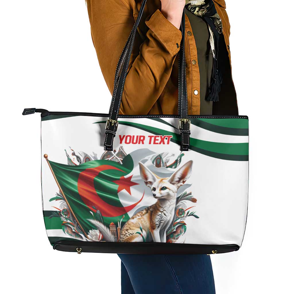 Algeria Fennec Fox Personalized Leather Tote Bag with Algerian Culture and Nature LT9