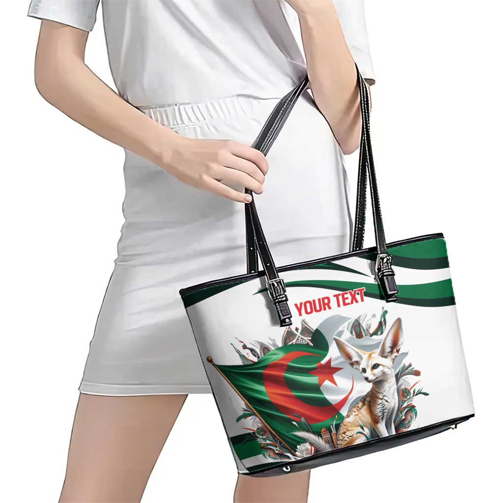 Algeria Fennec Fox Personalized Leather Tote Bag with Algerian Culture and Nature LT9