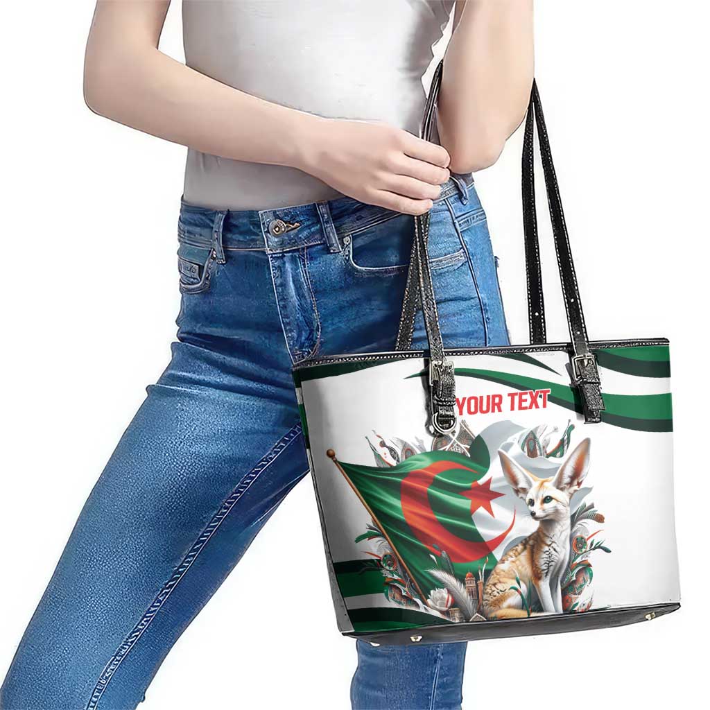 Algeria Fennec Fox Personalized Leather Tote Bag with Algerian Culture and Nature LT9