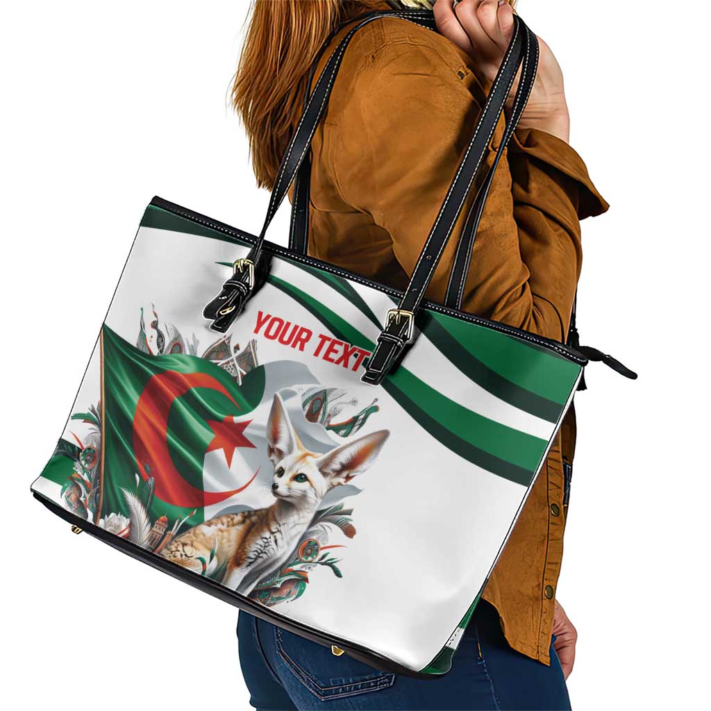 Algeria Fennec Fox Personalized Leather Tote Bag with Algerian Culture and Nature LT9